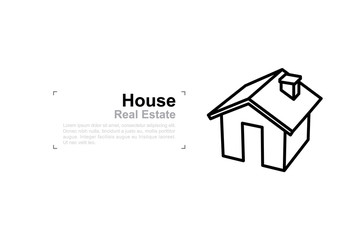 Fototapete - Abstract house shape sign and symbol. Image of real estate for template design. Vector illustration.