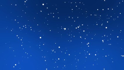 Starry night sky animation made of sparkly light particles moving across dark blue gradient background.