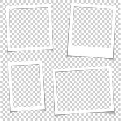 Leinwandbilder - Photo frames with realistic drop shadow vector effect isolated. Image borders with 3d shadows. Empty photo frame template gallery illustration