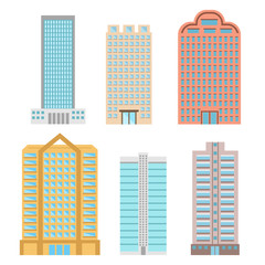 Leinwandbilder - Buildings and modern city houses flat vector icons, stock vector illustration