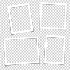 Leinwandbilder - Photo frames with realistic drop shadow vector effect isolated. Image borders with 3d shadows. Empty photo frame template gallery illustration
