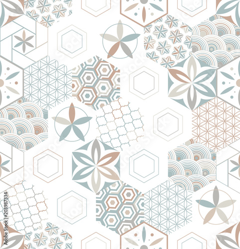 Seamless pattern for tiles in the bathroom. Drawing for home textiles. Patter...