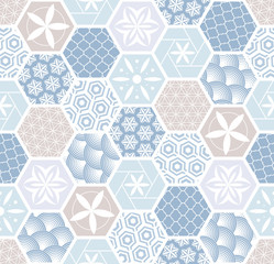 Fototapete - Seamless pattern for tiles in the bathroom. Drawing for home textiles. Pattern made of hexagons.