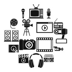 Poster - Audio and video icons set, simple style