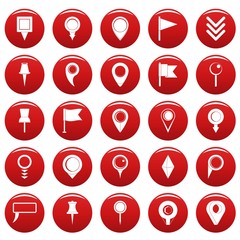 Aufkleber - map pointer icons set. simple illustration of 25 map pointer vector icons red isolated