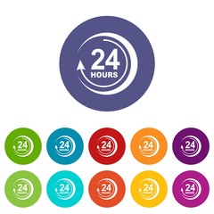 Poster - 24 hours support icon, simple style