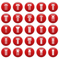 Poster - ancient columns icons set. simple illustration of 25 ancient columns vector icons red isolated
