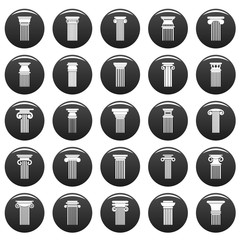 Poster - ancient columns icons set. simple illustration of 25 ancient columns vector icons black isolated