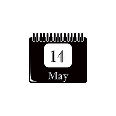 Poster - calendar 14 may icon. Element of mother day for mobile concept and web apps. Isolated calendar 14 may icon can be used for web and mobile. Premium icon