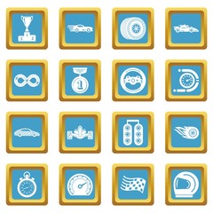 Poster - Car race icons set sapphirine square vector