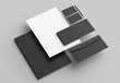 © Salih - Corporate identity stationery mock up isolated on gray background. 3D illustrating.