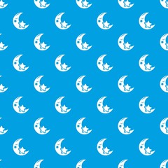 Poster - Moon pattern vector seamless blue