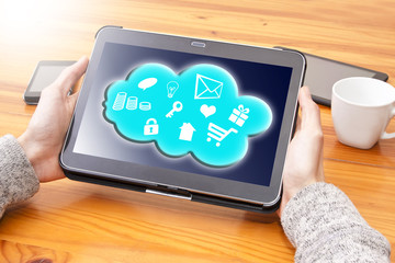 Aufkleber - digital content in the cloud