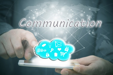 Aufkleber - communications and digital content in the cloud