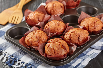 Canvas Print - freshly baked hot homemade muffins, close-up