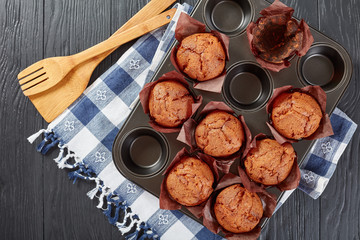 Canvas Print - muffins in a steel baking tray