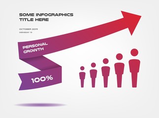 Fototapete - Personal growth infographics. Element of chart, graph, diagram with 2 options - parts, processes, timeline. Vector business template for presentation, workflow layout, annual report, web design