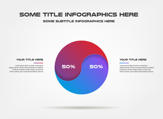 Poster - Yin Yang of percentage infographics, 50 50. Element of graph, diagram with 3 options - parts, processes, timeline. Vector business template for presentation, workflow layout, annual report, web design