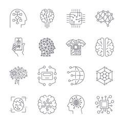 Wall Mural - Artificial Intelligence, AI icon set.