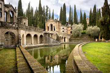 Montegabbione: Scarzuola, the Ideal City, the surreal work of art designed. Inside the park of ancient Catholic sanctuary in the country of Umbria region. Italy