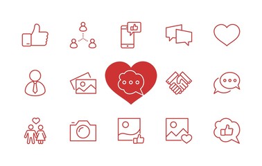 Poster - Set of Social Networks Related Vector Line Icons. Contains such Icons as Profile Page, Rating, Social Links and more. Editable Stroke. 32x32 Pixel Perfect.