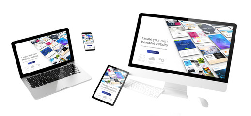 Fototapete - flying devices website builder responsive