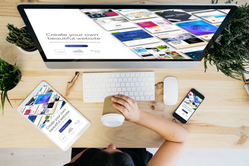 Wall Mural - overhead view responsive design website builder