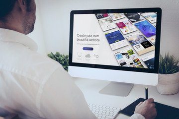 Fototapete - graphic tablet website builder