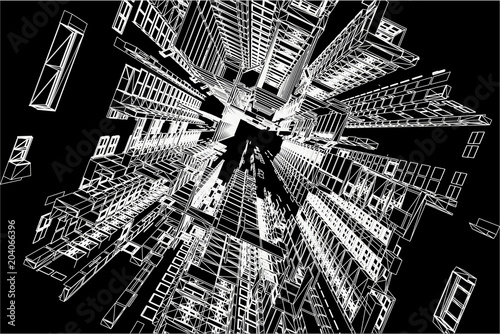 Fotografía Modern architecture wireframe