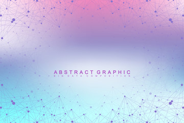Poster - Big data visualization. Graphic abstract background communication. Perspective backdrop visualization. Analytical network visualization. Vector illustration.
