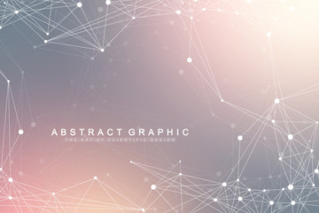 Poster - Big data visualization. Graphic abstract background communication. Perspective backdrop visualization. Analytical network visualization. Vector illustration.