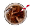 © Venus - Cola with ice cubes in glass top view isolated on white background, clipping path included