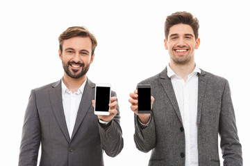 Canvas Print - Portrait of a two happy business men