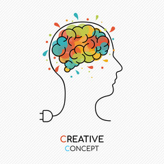 Creative art idea concept of human brain