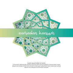 Wall Mural - abstract mandala ornament pattern element design with paper cut style for Ramadan Kareem islamic greeting. invitation Banner or Card Background Vector illustration.