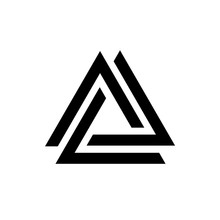 Linked Triangles Black And White Geometric Abstract Logo, Vector