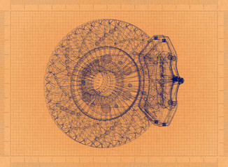 Poster - Disc brake - Retro Blueprint