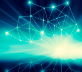 Poster - Technological background, Internet concept of global business. Internet connection, abstract of science and technology graphic design
