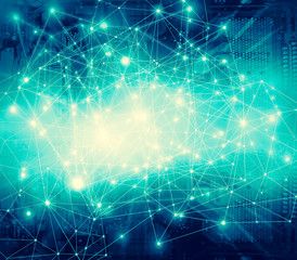 Poster - Technological background, Internet concept of global business. Internet connection, abstract of science and technology graphic design