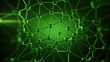 Green plexus structure with lines and spheres 3D rendering