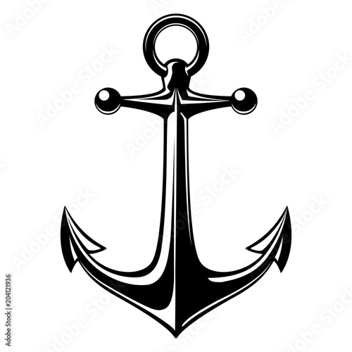 Cuadros en Lienzo Vector illustration, monochrome sea anchor icon isolated on white background