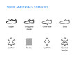 Shoes materials symbols. Footwear labels. Shoes properties glyph. Vector icons