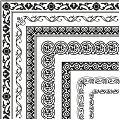 Wall Mural - Border, lines ornamental vinage set with corner