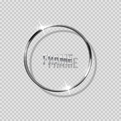 Wall Mural - silver ring with shadow isolated on transparent background. vector silver frame.