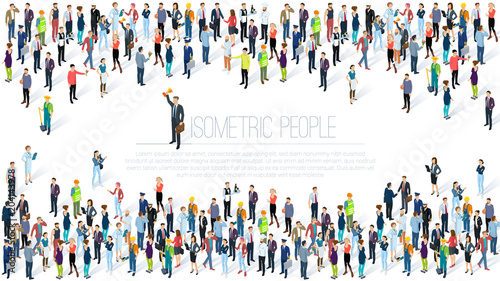 Isometric People crowd. Poster Mural XXL