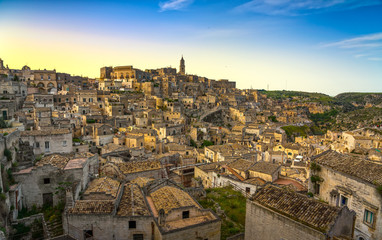 Matera ancient town i Sassi, Unesco site landmark. Basilicata, Italy.