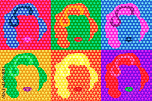 Fotografía Pop art blonde woman face with sexy lips