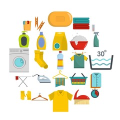 Canvas Print - Laundry service icons set. Flat illustration of 25 laundry service vector icons for web