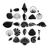 Fototapeta Młodzieżowe - Sea shell icons set. Simple illustration of 25 Sea shell vector icons for web