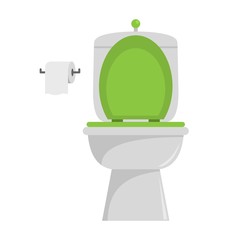 Sticker - Ceramic toilet icon. Flat illustration of ceramic toilet vector icon for web